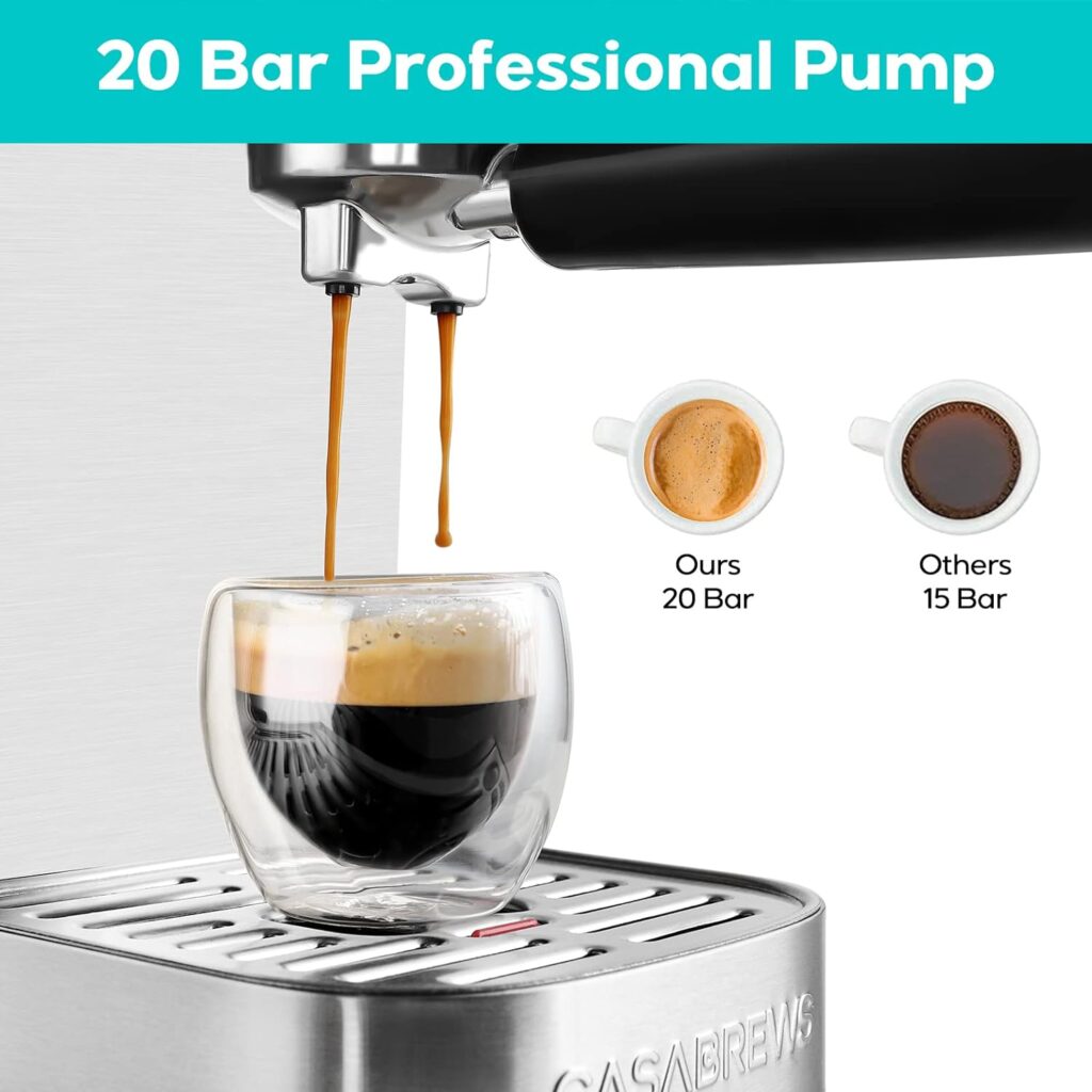 CASABREWS Espresso Machine 20 Bar, Professional Coffee Maker Cappuccino Latte Machine with Steam Milk Frother, Espresso Coffee Machine with 49oz Removable Water Tank, Stainless Steel, Gift for Dad Mom CASABREWS Espresso Machine 20 Bar, Professional Coffee Maker Cappuccino Latte Machine with Steam Milk Frother, Espresso Coffee Machine with 49oz Removable Water Tank, Stainless Steel, Gift for Dad Mom