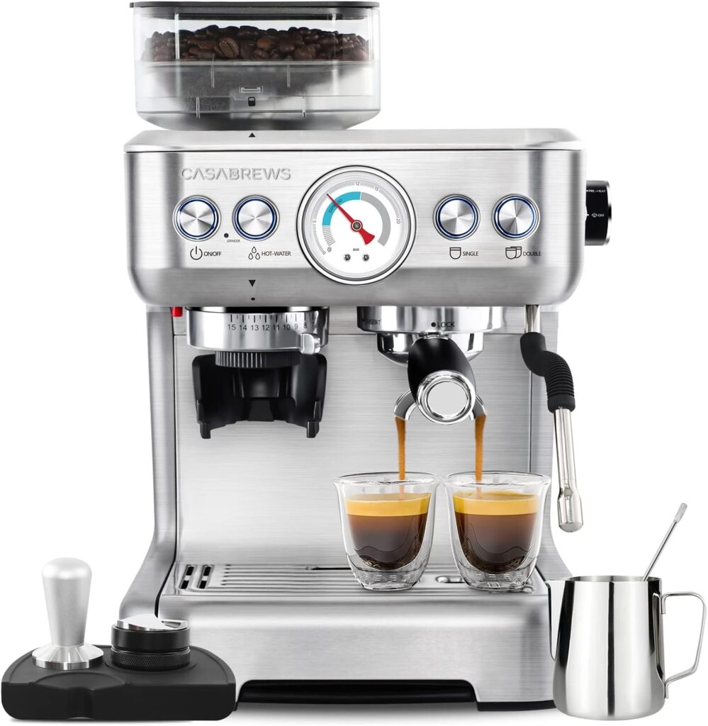 CASABREWS Espresso Machine With Grinder, Professional Barista Coffee Maker With Milk Frother Steam Wand, With Removable Water Tank for Cappuccinos or Lattes, Gift for Mom Dad CASABREWS Espresso Machine With Grinder, Professional Barista Coffee Maker With Milk Frother Steam Wand, With Removable Water Tank for Cappuccinos or Lattes, Gift for Mom Dad