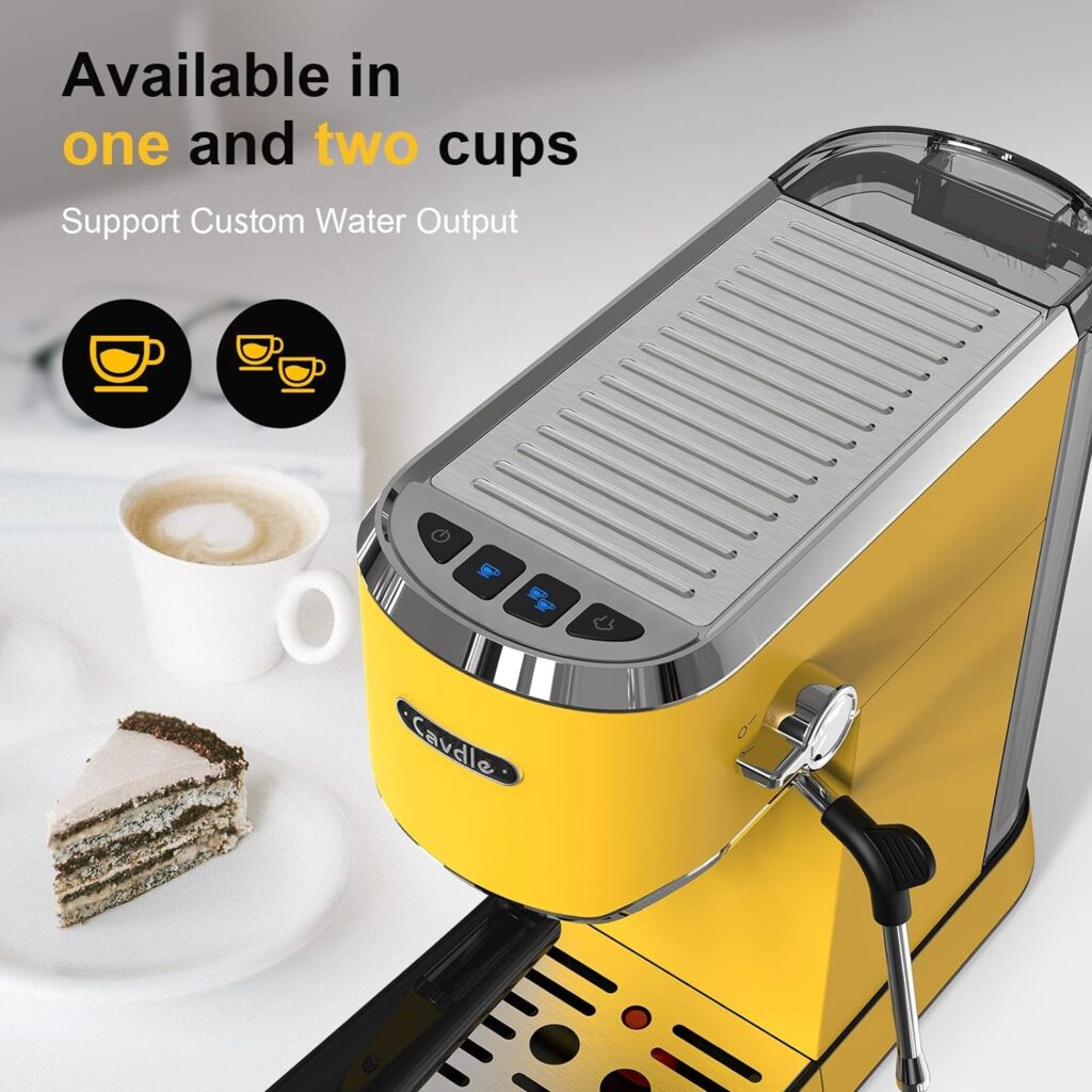 CAVDLE Espresso Machine 20 Bar, Professional Espresso Maker with Milk Frother Steam Wand, Compact Coffee Machine with 35oz Removable Water Tank for Cappuccino, Latte (Stainless Steel, Mocha Cream) CAVDLE Espresso Machine 20 Bar, Professional Espresso Maker with Milk Frother Steam Wand, Compact Coffee Machine with 35oz Removable Water Tank for Cappuccino, Latte (Stainless Steel, Mocha Cream)