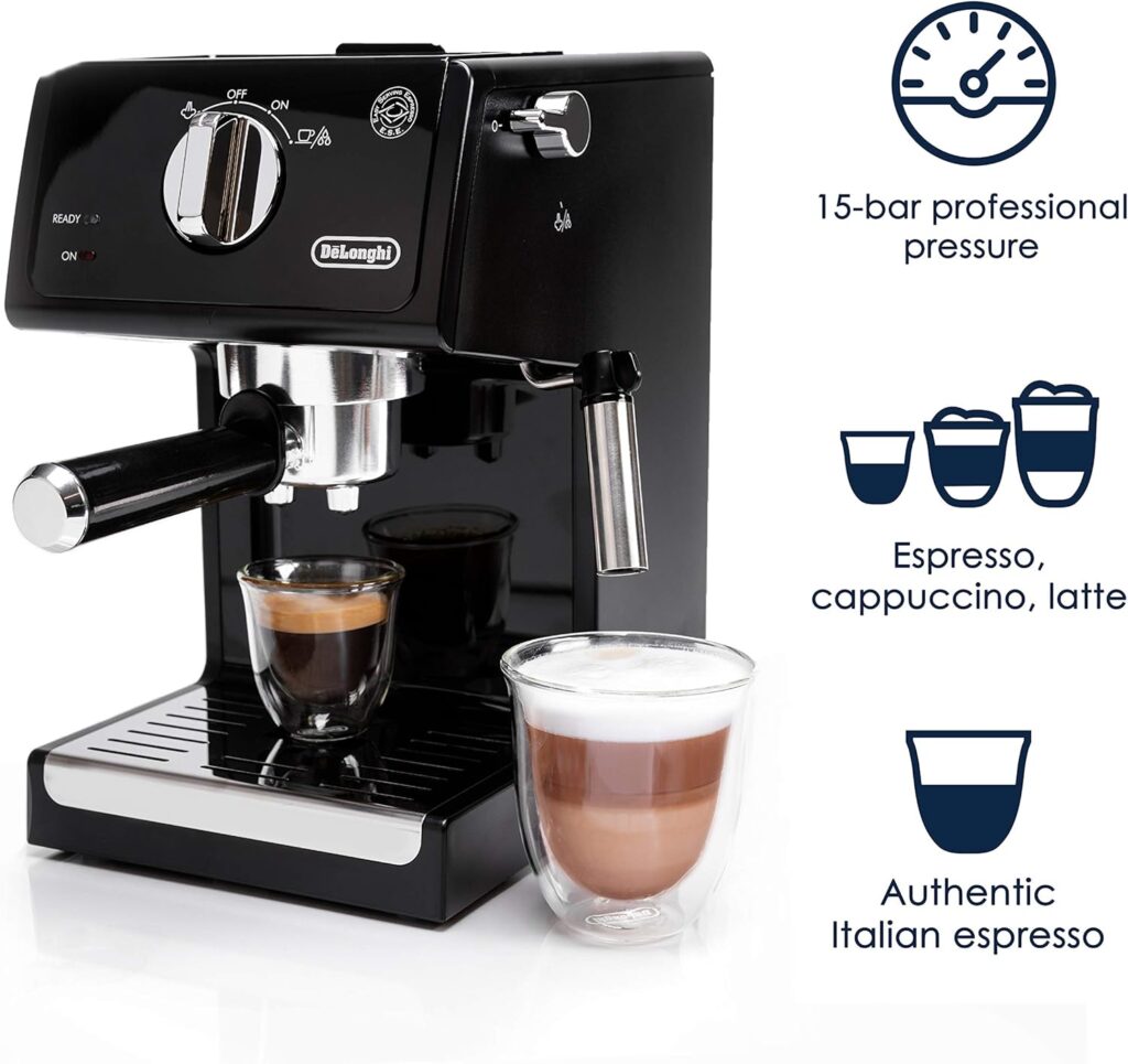 DeLonghi ECP3120 15 Bar Espresso Machine with Advanced Cappuccino System, 9.6 x 7.2 x 11.9 inches, Black/Stainless Steel DeLonghi ECP3120 15 Bar Espresso Machine with Advanced Cappuccino System, 9.6 x 7.2 x 11.9 inches, Black/Stainless Steel
