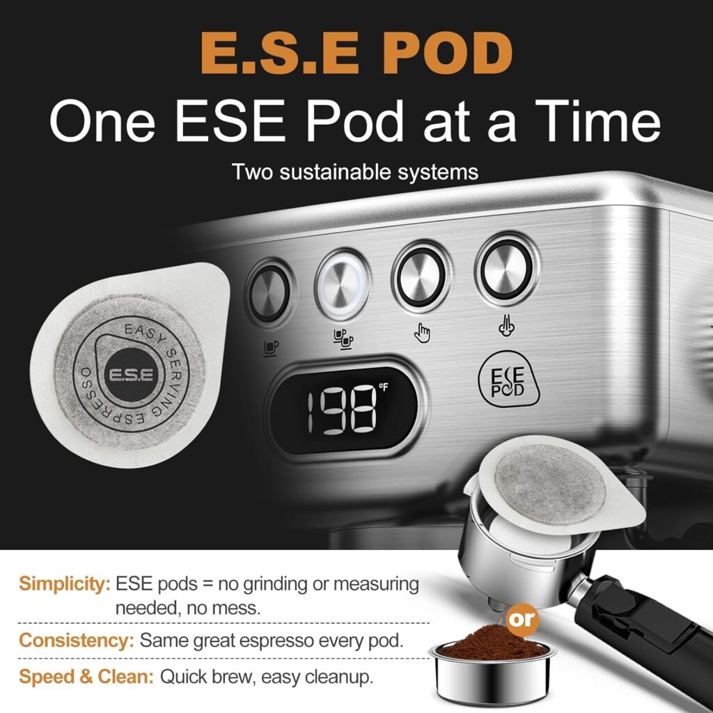 Geek Chef Espresso Machine, 20 Bar Espresso Maker with Milk Frother Steam Wand, Compact Coffee Machine with for Cappuccino,Latte, ESE PODS Filters, Fast Heating, Stainless Steel Geek Chef Espresso Machine, 20 Bar Espresso Maker with Milk Frother Steam Wand, Compact Coffee Machine with for Cappuccino,Latte, ESE PODS Filters, Fast Heating, Stainless Steel