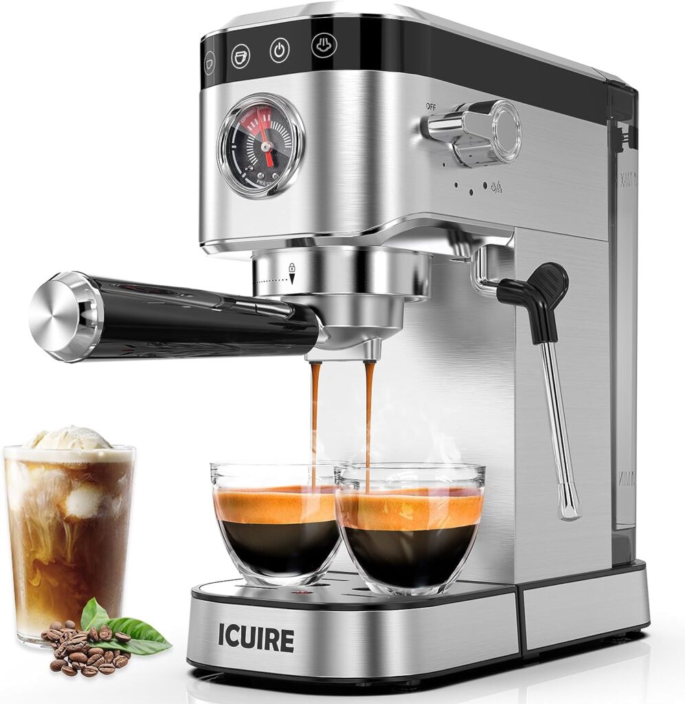 ICUIRE Espresso Machine with Milk Frother, 20 Bar Coffee Machine, 1.5L/50oz Removable Water Tank, 1050W Semi-Automatic Espresso/Latte/Cappuccino Machines for Home Barista, Office ICUIRE Espresso Machine with Milk Frother, 20 Bar Coffee Machine, 1.5L/50oz Removable Water Tank, 1050W Semi-Automatic Espresso/Latte/Cappuccino Machines for Home Barista, Office