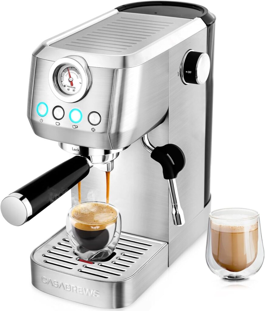 CASABREWS Espresso Machine 20 Bar, Professional Coffee Maker With Steam Milk Frother, Stainless Steel Coffee Machine with Removable Water Tank for Cappuccino, Latte, Gift for Men Women CASABREWS Espresso Machine 20 Bar, Professional Coffee Maker With Steam Milk Frother, Stainless Steel Coffee Machine with Removable Water Tank for Cappuccino, Latte, Gift for Men Women