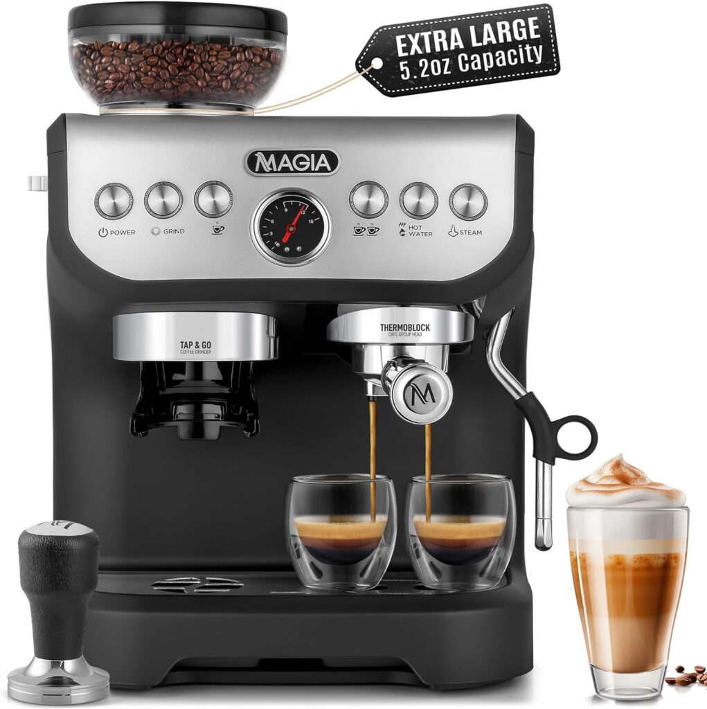 Zulay Kitchen Magia Manual Espresso Machine with Grinder and Milk Frother - 15 Bar Pressure Pump Cappuccino Machine - Latte Machine - Extra Large 2L Removable Water Tank Zulay Kitchen Magia Manual Espresso Machine with Grinder and Milk Frother - 15 Bar Pressure Pump Cappuccino Machine - Latte Machine - Extra Large 2L Removable Water Tank