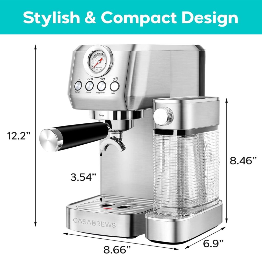 CASABREWS Espresso Machine 20 Bar, Compact Cappuccino Machine with Automatic Milk Frother, Stainless Steel Espresso Maker With 49 oz Removable Water Tank for Latte, Gift for Coffee Lover CASABREWS Espresso Machine 20 Bar, Compact Cappuccino Machine with Automatic Milk Frother, Stainless Steel Espresso Maker With 49 oz Removable Water Tank for Latte, Gift for Coffee Lover