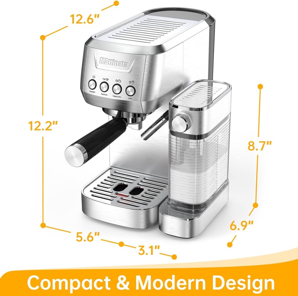 Espresso Machine, 20 BAR Espresso Maker with Milk Frother/Steam Wand, Compact Cappuccino Machine with 48oz Removable Water Tank, Valentines Day Gifts for Him/Her Espresso Machine, 20 BAR Espresso Maker with Milk Frother/Steam Wand, Compact Cappuccino Machine with 48oz Removable Water Tank, Valentines Day Gifts for Him/Her
