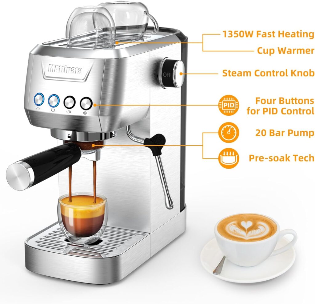 Espresso Machine, 20 BAR Espresso Maker with Milk Frother/Steam Wand, Compact Cappuccino Machine with 48oz Removable Water Tank, Valentines Day Gifts for Him/Her Espresso Machine, 20 BAR Espresso Maker with Milk Frother/Steam Wand, Compact Cappuccino Machine with 48oz Removable Water Tank, Valentines Day Gifts for Him/Her