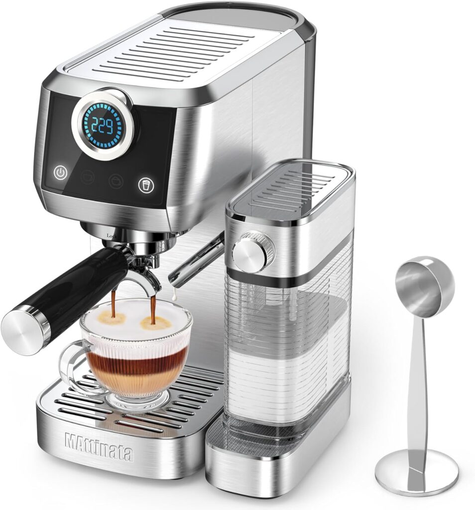 MAttinata Cappuccino Machine and Espresso Maker, 20 Bar Latte Maker and Espresso Machine for Home with Automatic Milk Frothing System Stainless Steel Style Gifts, Valentines Day Gifts for Him/Her MAttinata Cappuccino Machine and Espresso Maker, 20 Bar Latte Maker and Espresso Machine for Home with Automatic Milk Frothing System Stainless Steel Style Gifts, Valentines Day Gifts for Him/Her