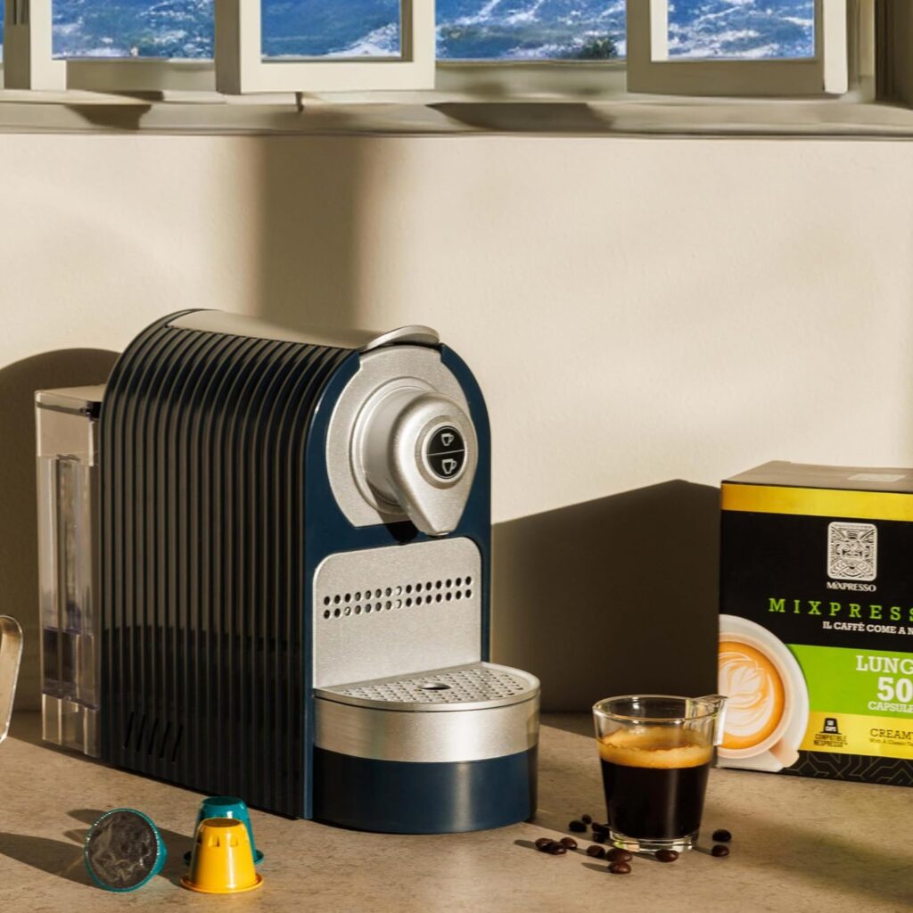 Mixpresso Espresso Machine for Nespresso Compatible Capsule, Single Serve Coffee Maker Programmable for Espresso Pods, Premium Italian 19 Bar High Pressure Pump 27oz 1400w Blue Coffee Maker Mixpresso Espresso Machine for Nespresso Compatible Capsule, Single Serve Coffee Maker Programmable for Espresso Pods, Premium Italian 19 Bar High Pressure Pump 27oz 1400w Blue Coffee Maker