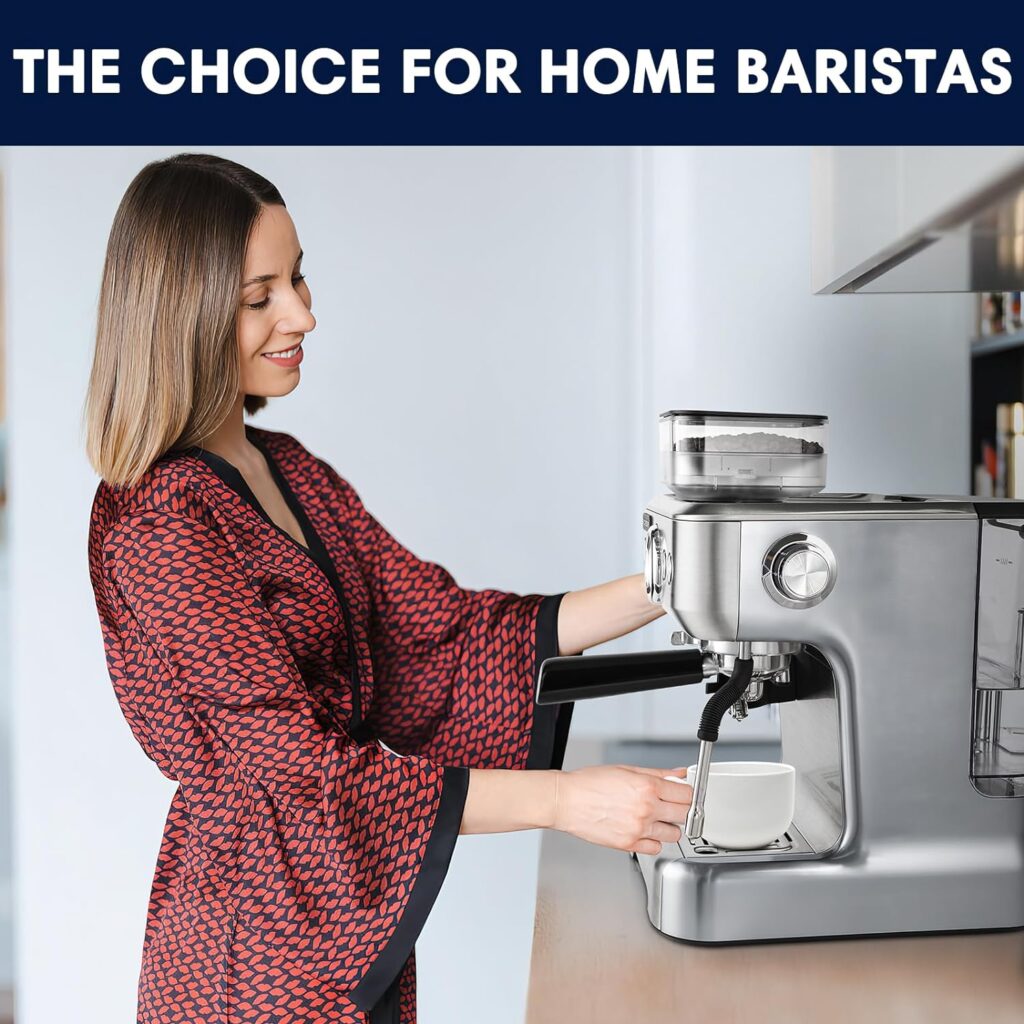 Espresso Machine with Grinder and Milk Frother, 20 Bar Semi Automatic Espresso Coffee Machine Latte and Cappuccino Coffee Maker All in One Espresso Machine for Home Barista, Brushed Stainless Steel Espresso Machine with Grinder and Milk Frother, 20 Bar Semi Automatic Espresso Coffee Machine Latte and Cappuccino Coffee Maker All in One Espresso Machine for Home Barista, Brushed Stainless Steel