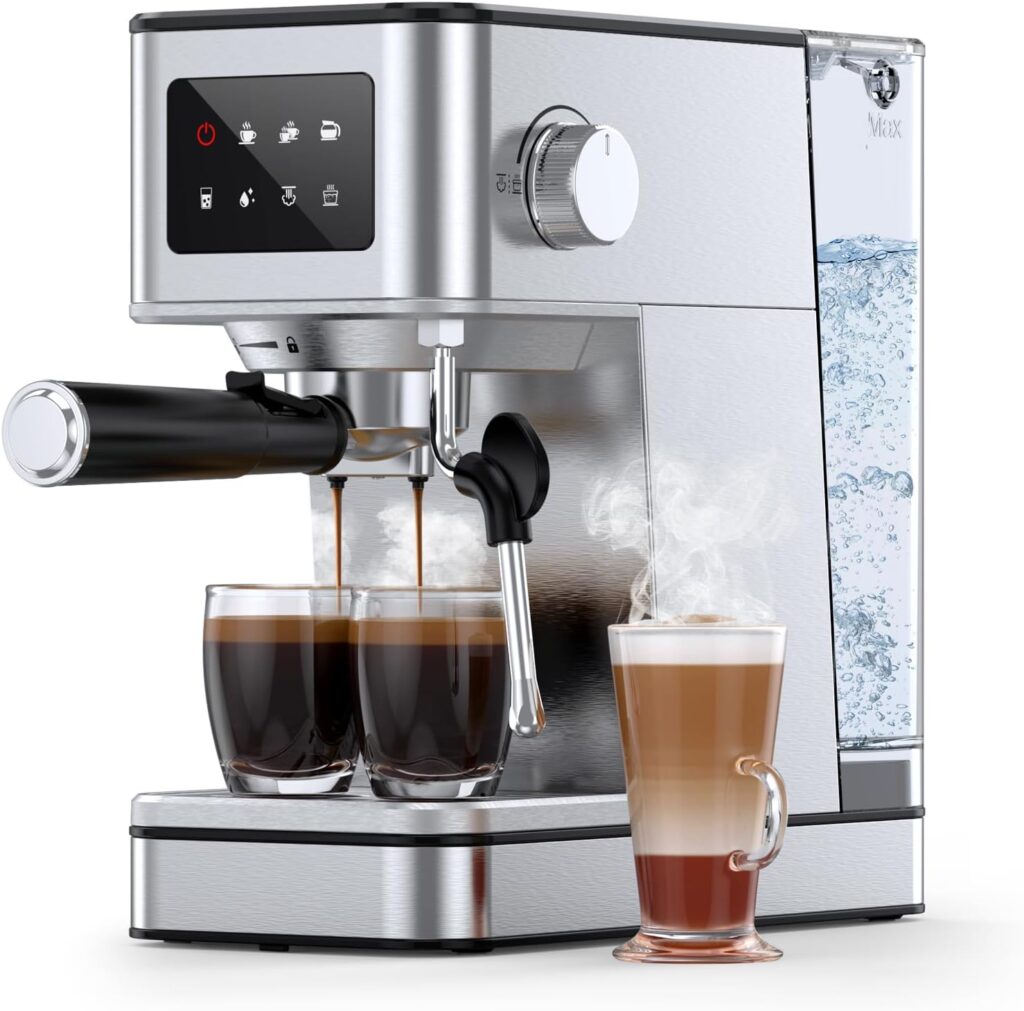 Espresso Machine, 20 Bar Professional Espresso Maker, Milk Frother Steam Wand for Latte, Compact Stainless Steel Machine with 57.5oz Removable Water Tank and LED Touchscreen Monitors Espresso Machine, 20 Bar Professional Espresso Maker, Milk Frother Steam Wand for Latte, Compact Stainless Steel Machine with 57.5oz Removable Water Tank and LED Touchscreen Monitors